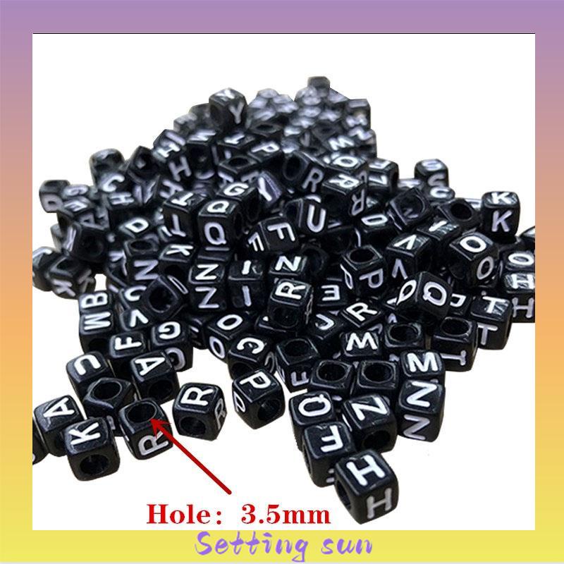 100 Pcs/pack Diy Hip-Hop Punk Hitam Gelang Persegi Manik-manik Aksesoris Fashion TN