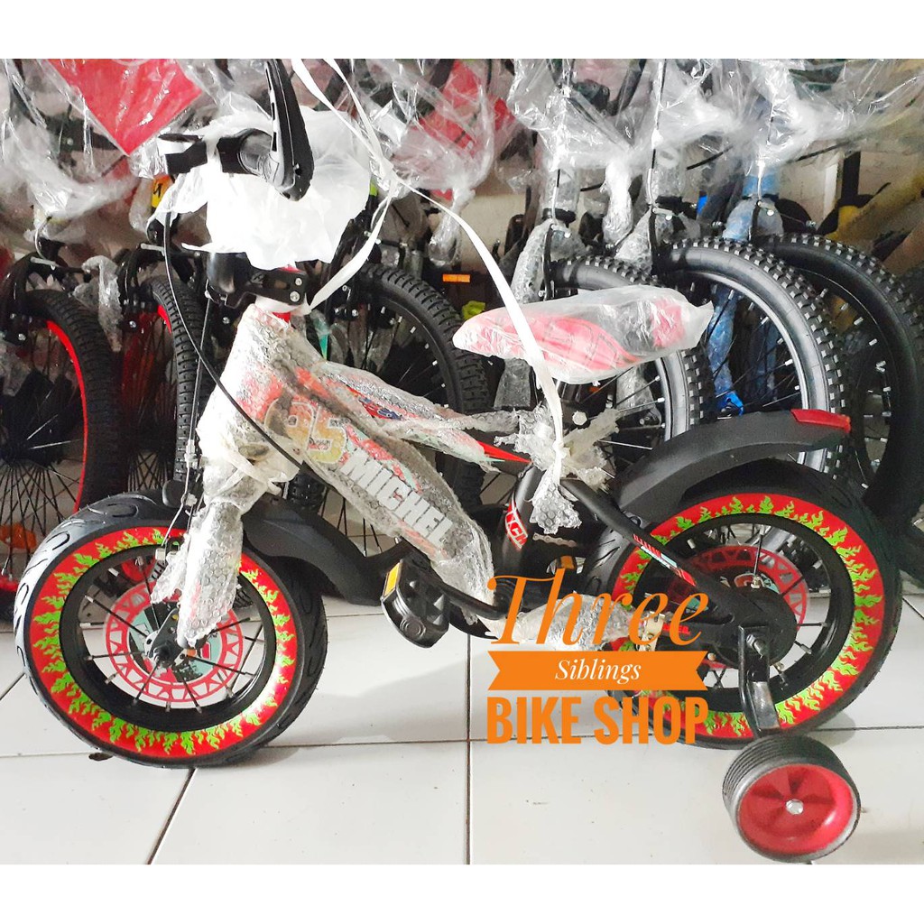 SEPEDA ANAK MICHEL12 INCH BAN JUMBO WARNA MERAH ORANGE