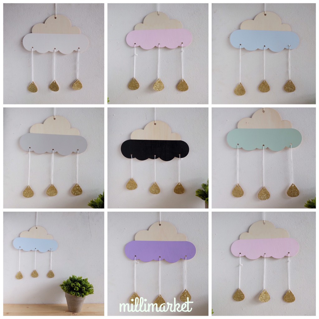 Hanging Cloud wall decoration dekorasi  dinding kayu  