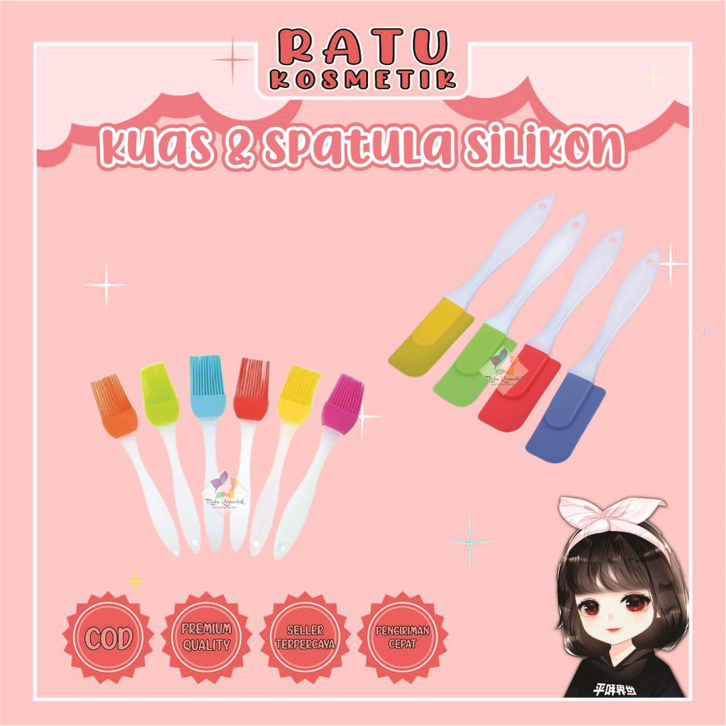 ❤ RATU ❤ Kuas Silikon Oles Kue Roti | Barbeque BBQ | Silicone Brush | Kuas Brush Mentega | Spatula Pengaduk Kue Adonan Anti Lengket | Sutil