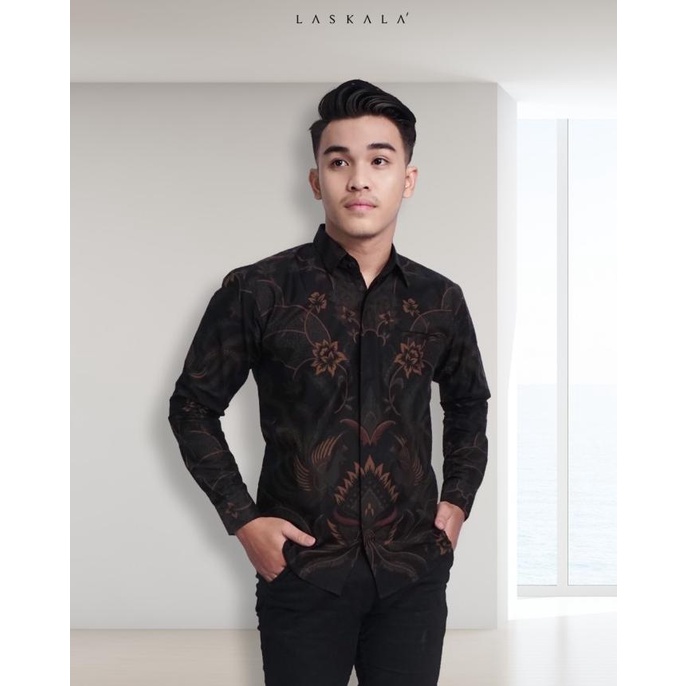 Laskala Premium Batik Slimfit Haikal Hitam K08A306