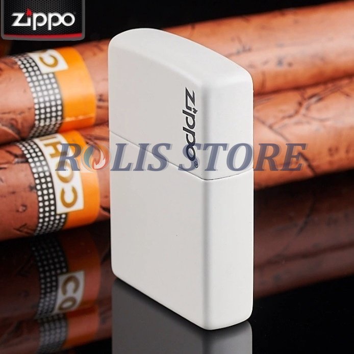 COD- Korek Zippo Putih Matte White Logo Premium Grade Ori - Free Box