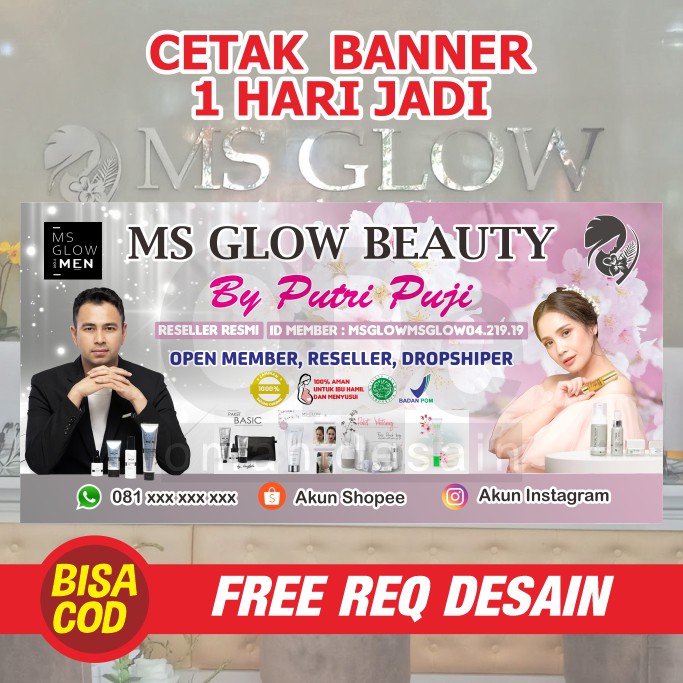 Jual Banner Spanduk Baliho Ms Glow Murah Reseller Agen Member Stokist Ms Glow Original 1214