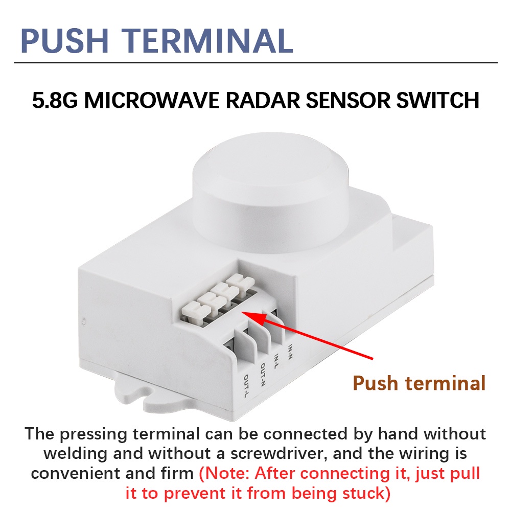 NEW Microwave Sensor Switch 5.8ghz HF AC85-250V LED 360° Radar Motion Body Sensing