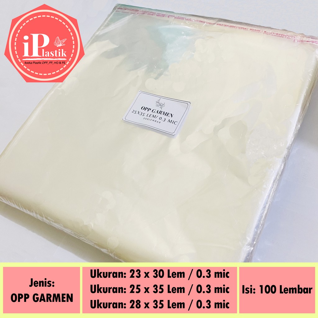

Plastik OPP Garmen Lem / Plastik Baju / Plastik Pakaian Ukuran Sedang