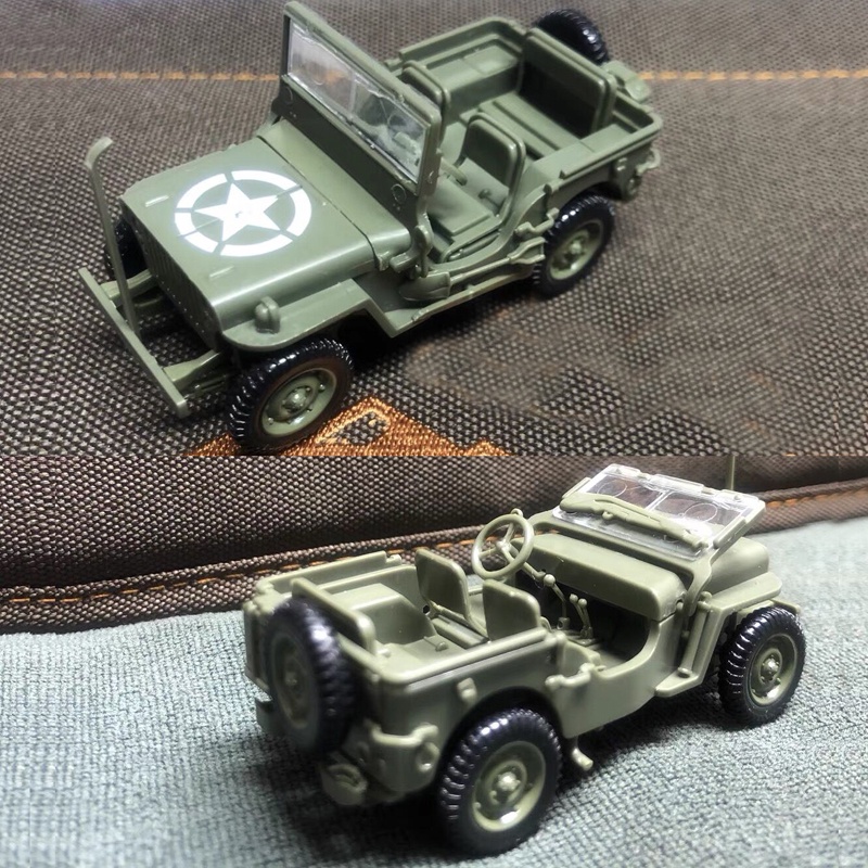 Mainan Rakit Model Mobil Militer Cougar M3A1 Jeep Willis Jeep WW2 4D Skala 1 / 72 Untuk Hadiah