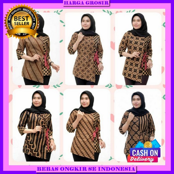 Baju Batik Kekinian Blouse Dewasa Casual Atasan Wanita Terbaru Kemeja Wanita Formal Buju Remaja Impo