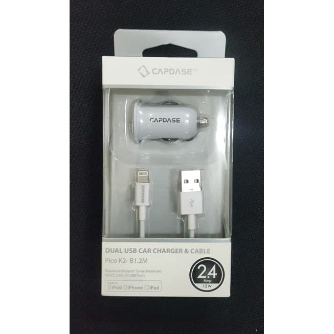 [DISKON 50%] CAPDASE DUAL USB CAR CHARGER &amp; CABLE