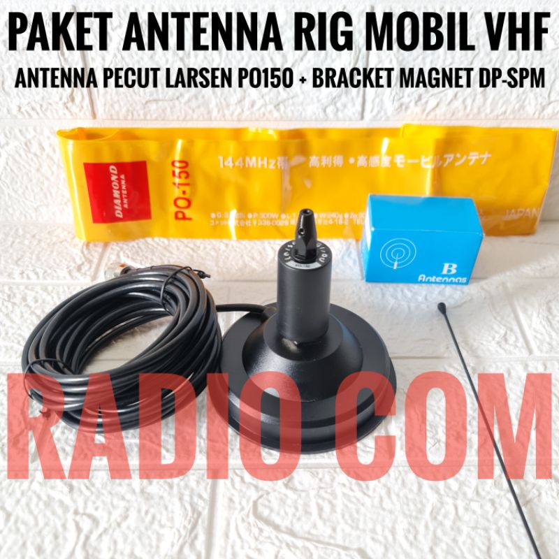 PAKET ANTENA MOBIL PECUT LARSEN PO150 PLUS BRACKET MAGNET DP SPM / PAKET ANTENA RIG MOBIL VHF PO150 BRACKET MAGNET DP-SPM MURAH ANTENA MOBIL DP-L2SE