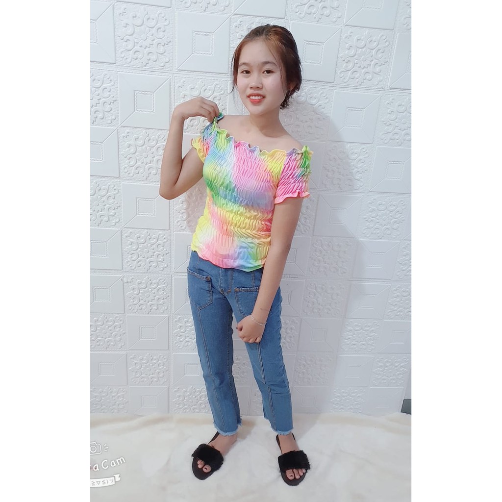 Sabrina Kerut Tie Dye / Atasan Kerut Tie Dye