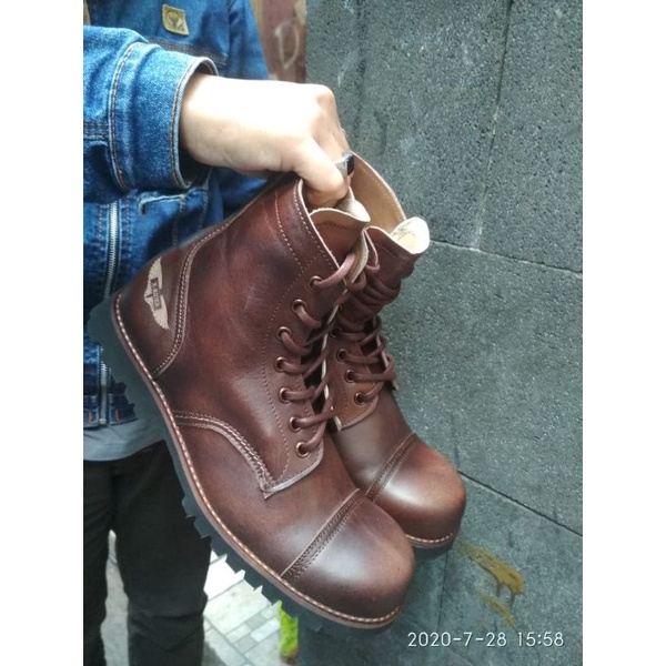 sepatu boots pria safety ujung besi ll sepatu pria boots model red wing iron ranger ll sepatu xrider