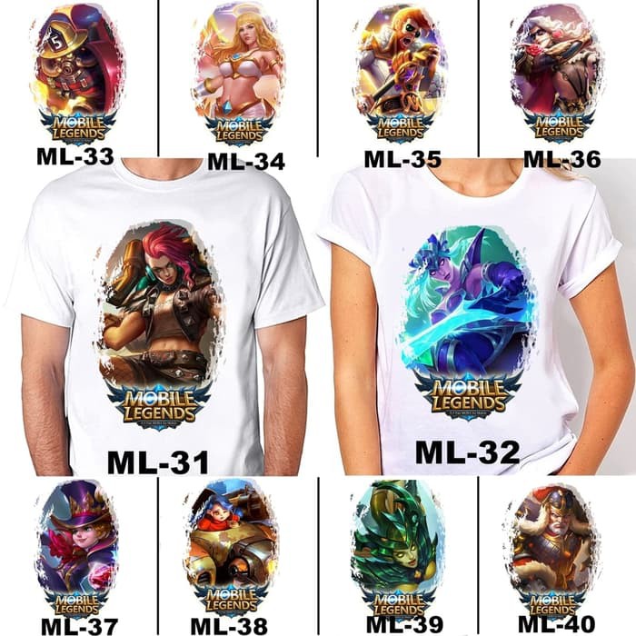 KAOS / BAJU MOBILE LEGEND LEGENDS DEWASA BANYAK MOTIF (FREE NAMA)