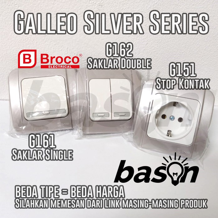 BROCO Galleo Silver / Perak G161 | Saklar 1 Gang 1 Way Switch