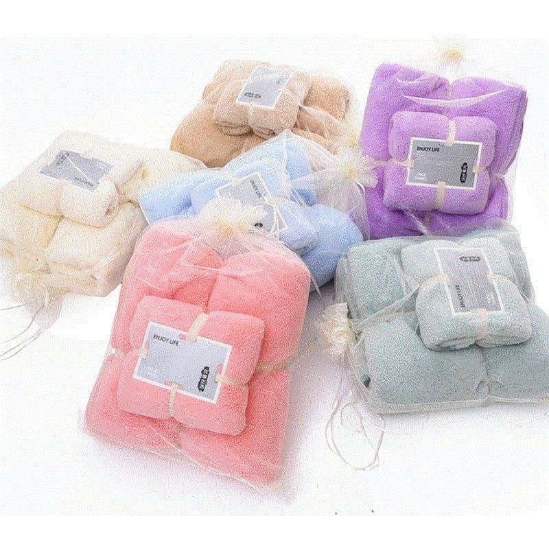 HANDUK SET 2 IN 1/ HANDUK SULTAN/ HANDUK MANDI COTTON TOWEL IMPORT MURAH