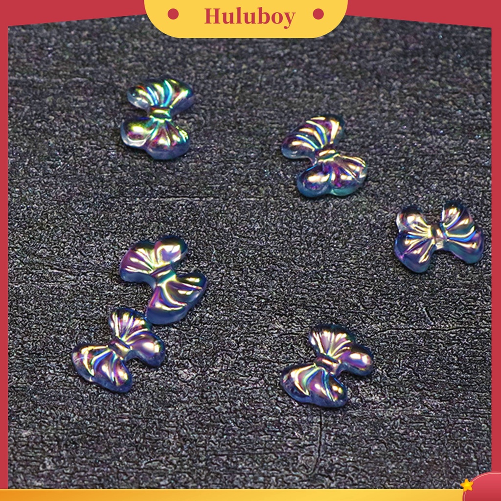 Huluboy Huluboy♡ 50 Pcs Ornamen Pita 3D Warna Aurora Untuk Dekorasi Nail Art Charms