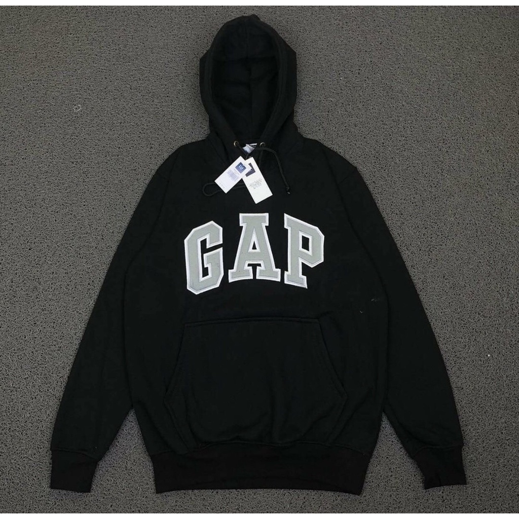 SWEATER HOODIE GAP BLACK BORDIR FULLTAG &amp; LEBEL - BANYAK VARIASI WARNA BEST SELLER