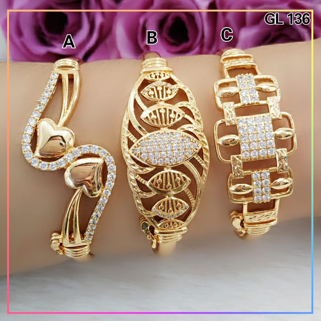 Gelang xuping gelang dewasa bangkok love permata full perhiasan wanita lapis emas gold GL 136