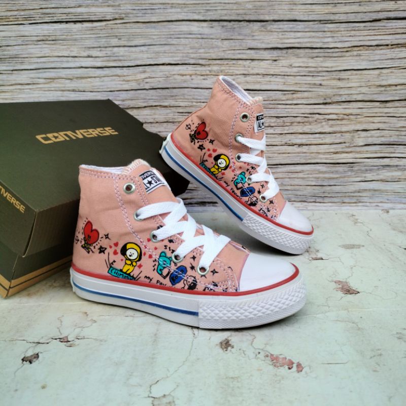 SEPATU CONVERSE ANAK BT21 PINK PREMIUM HIGH QUALITY SEPATU CONVERSE ANAK PEREMPUAN