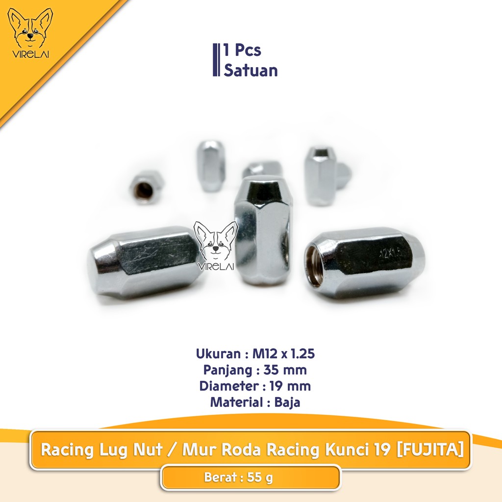 [ SATUAN ] Fujita Racing Lug Nut M12 x 1.5 / 1.25 Kunci 21 dan 19