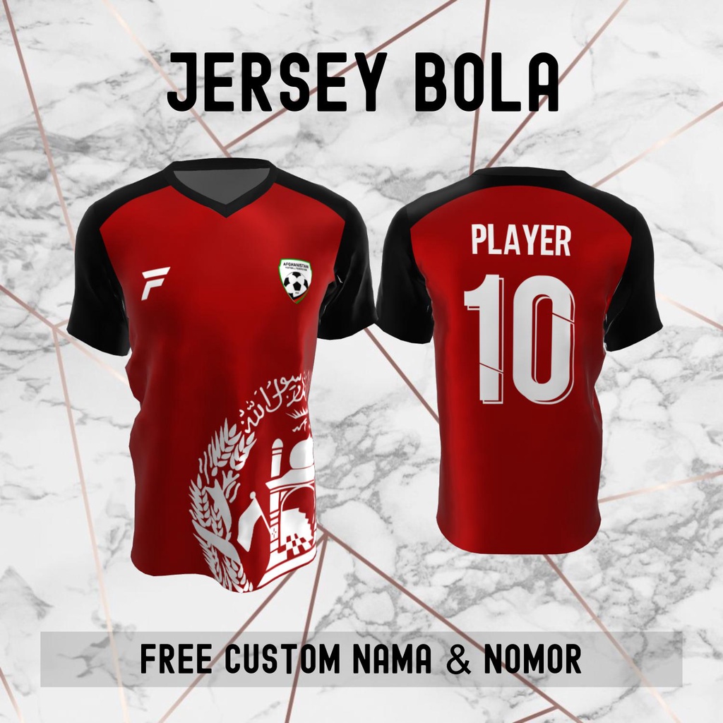 Jersey Afghanistan Timnas Negara Bola Baju Kaos Custom Nama dan Nomor Punggung - 287