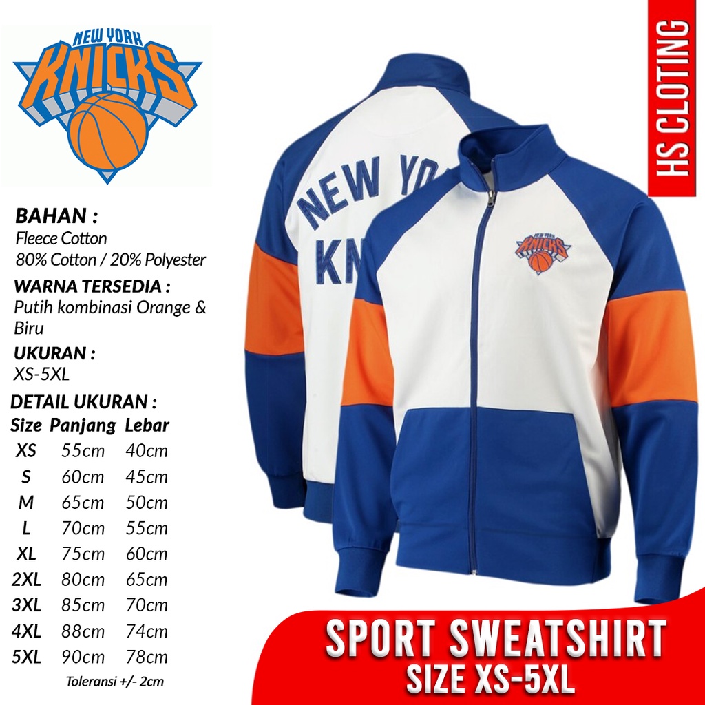 Jaket XS-5XL NEW YORK KNICKS NBA Basketball Team Eastern Conference Tracktop Jacket Bahan Katun Flee