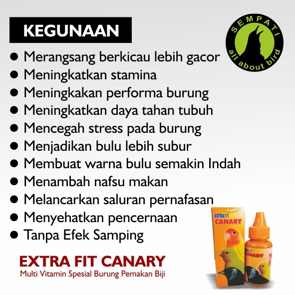 Extra Fit Canary Vitamin Burung Kenari Meningkatkan Suara Gacor Stamina Nafsu Makan