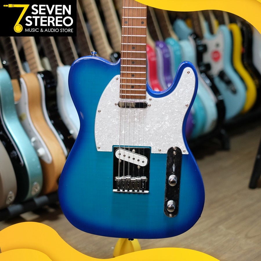 Delta elektrik DT500 TB Trans Blue Telecaster Model Roasted Maple Neck guitar gitar elektrik