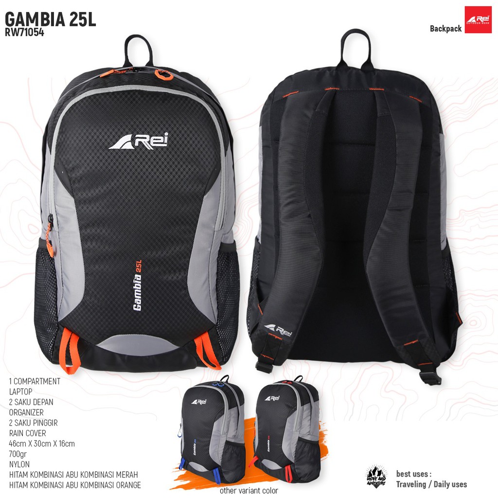 TAS RANSEL REI ORIGINAL SERI GAMBIA 25L NEW ARRIVAL TAS SEKOLAH KERJA KULIAH