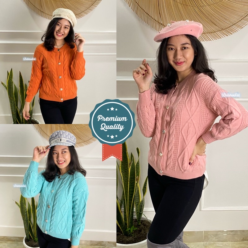 Cardigan rajut import kardigan korea wanita jaket hangat premium clarissa