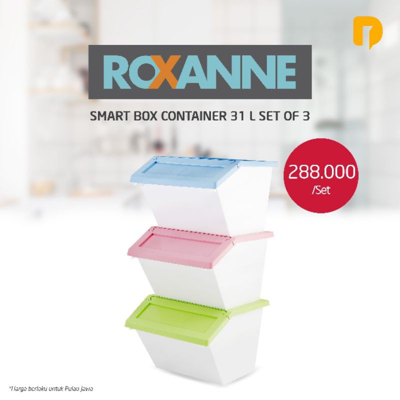kotak penyimpanan/ box container/ Roxanne Smart Box Container Set Of 3