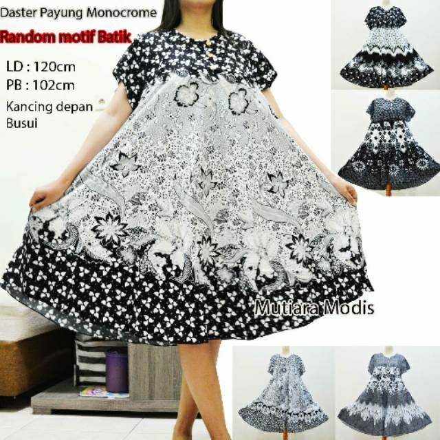 Murah daster payung jumbo monocrome paling laris bahan santung katun grosir fashion notif batik