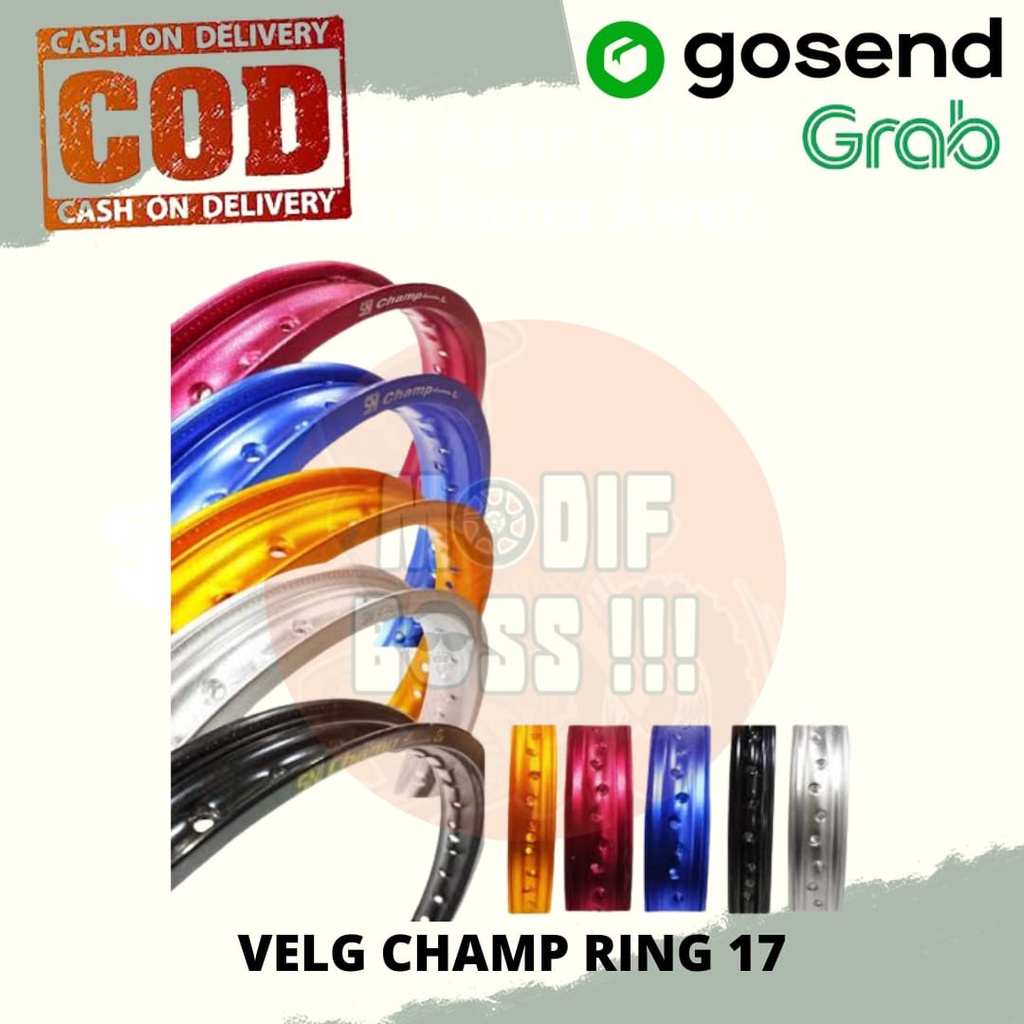 VELG RUJI RIM MOTOR MERK CHAMP RING 17 MERAH SILVER GOLD BIRU