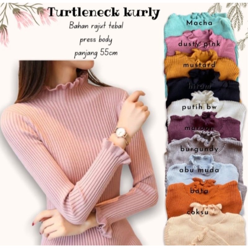 NEW!!!DAISY_CURLY ATASAN RAJUT ANITA / KRIWIL RAJUT TURTLENECK /KERAH TINGGI ATASAN BAJU RAJUT WANITA/ TURTLENECK KRIWIL/KNIT PREMIUM TEBAL