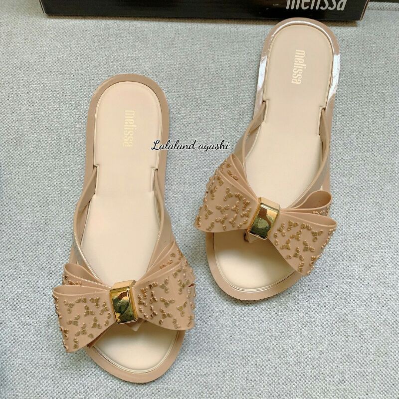 Sandal Melissa Ultragirl Luxe Bow Ballet Flats Khaki/Sandal jelly wanita/Sandal pita