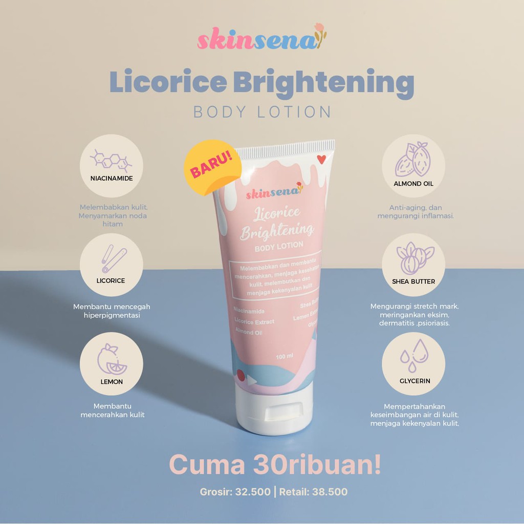 Licorice Brightening Body Lotion BPOM - Skinsena