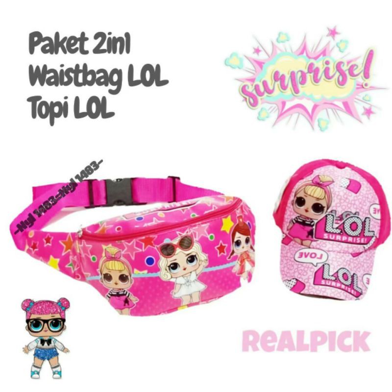 Tas Waistbag dan Topi L0L Anak Perempuan