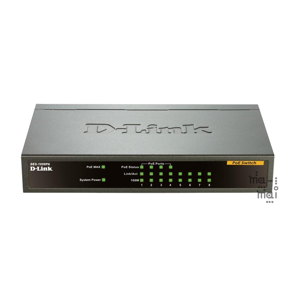 D-Link Switch DES-1008PA 8-Port 10/100Mbps Unmanaged Switch with 4 PoE