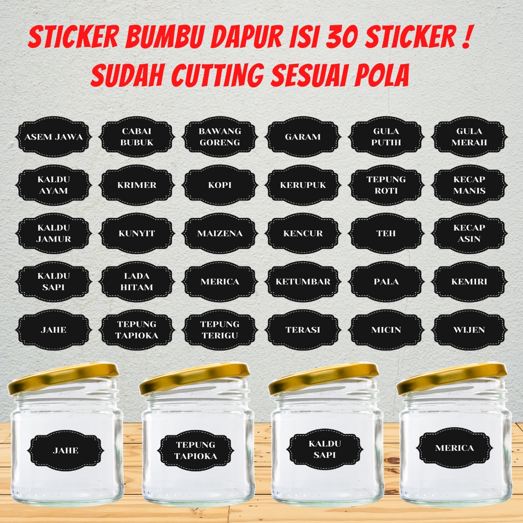 

Ready Stock Stiker Bumbu Dapur Warna Putih Kitchen Label Tahan Air Waterproof