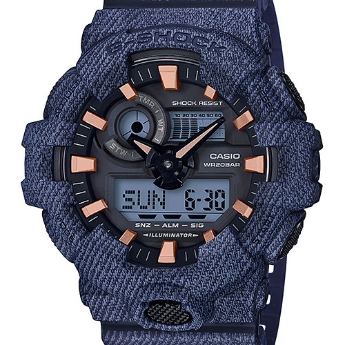 JAM TANGAN PRIA MERK G-SHOCK TYPE GA-700 JEANS TUA BATERAI ORI BM