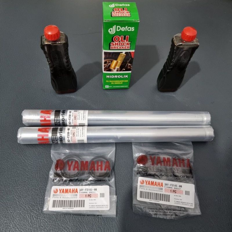 PAKET AS SHOCK SOK DEPAN MIO NEW MIO SMILE MIO SOUL FINO KARBU CARBU YAMAHA 28D KLIP 1set 2pc as shock klip 2pc seal shock 2pc oil shock 2pc seal abu