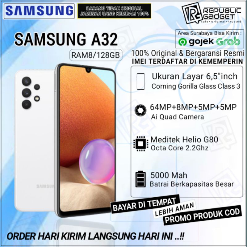 SAMSUNG GALAXY A32 RAM8/128GB NEW SEGEL ORIGINAL GARANSI RESMI SEIN