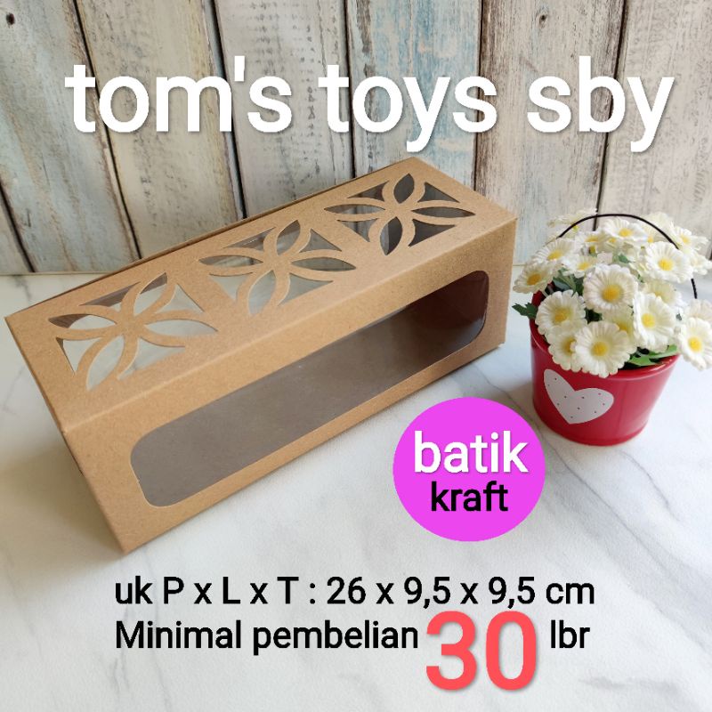 Kotak Dus Box Roll Cake Bolu Gulung Tart 26 x 9,5 x 9,5 Laminasi Tahan Minyak Batik