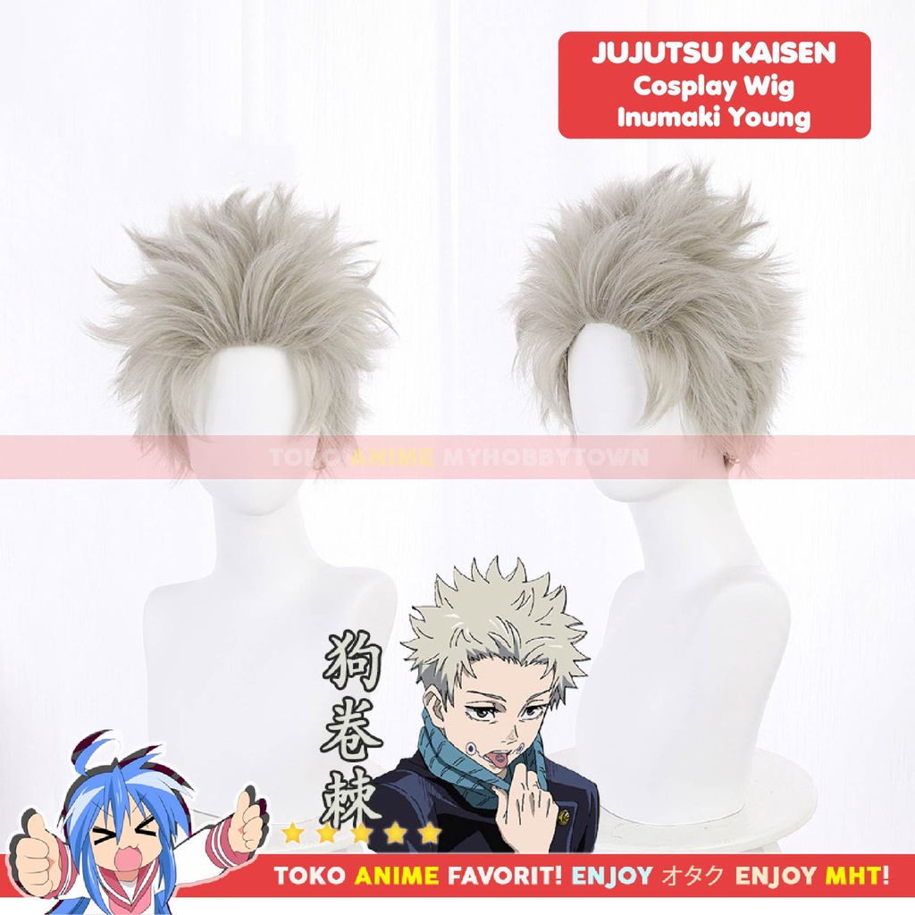 Wig Cosplay Anime Jujutsu Kaisen Zero : Inumaki Toge - Rambut Palsu