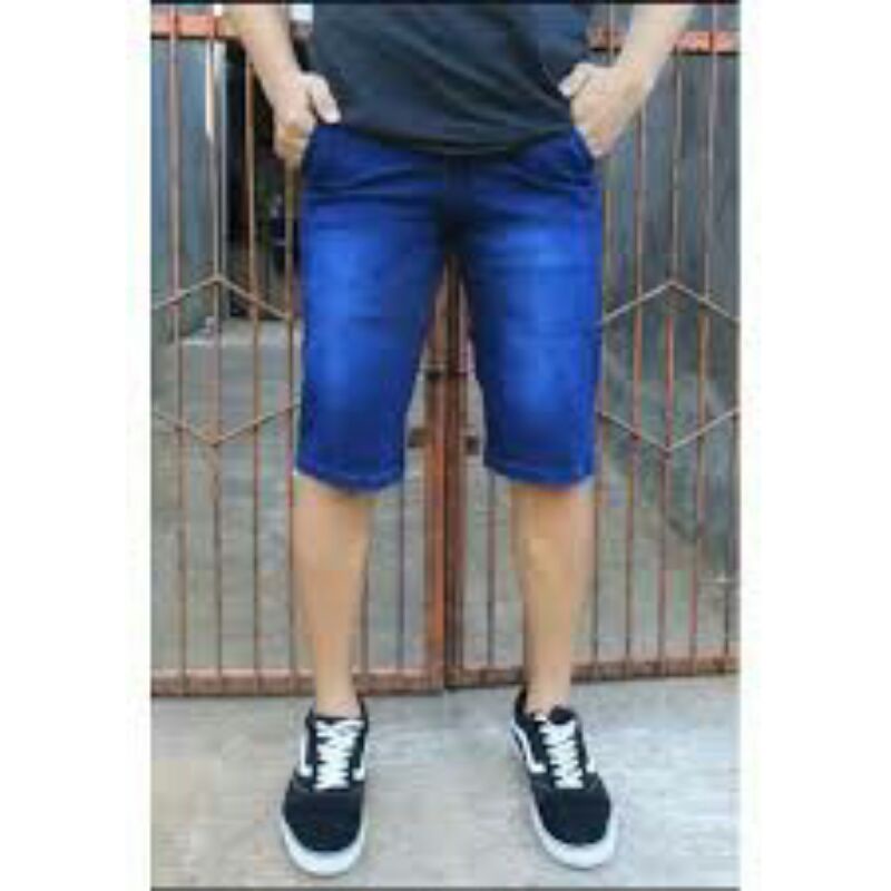 CELANA JEANS PENDEK PRIA HITAM LAKI LAKI COWO COWOK