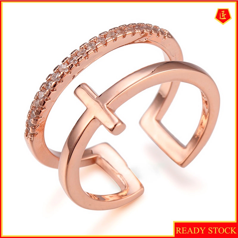 [Ready Stock]Women's Simple Personality Cross Ring Fashion