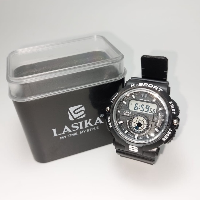 Lasika Original Jam Tangan Digital Unisex Type 7136 Series Hitam Anti Air