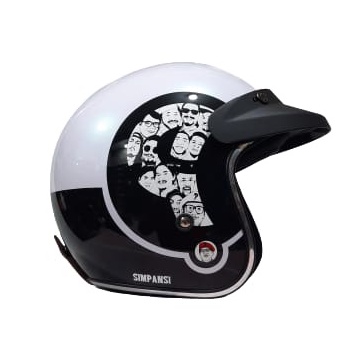 Helm JP Retro New Bigie Prediksi List Chrome By JPX Helmet Original