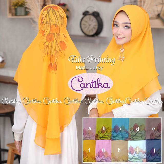 KHIMAR TALIA PRINTING/ JILBAB CANTIKA/ KERUDUNG INSTAN CERUTY/ HIJAB SYARI MOTIF BUNGA