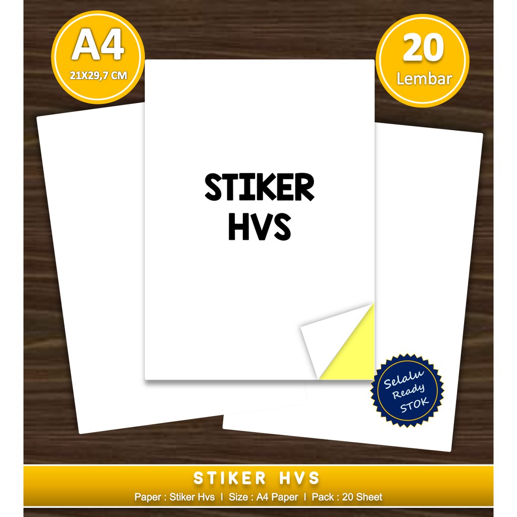 

Stiker HVS / Kertas Stiker HVS polos Uk. A4 1 pak isi 20 lembar