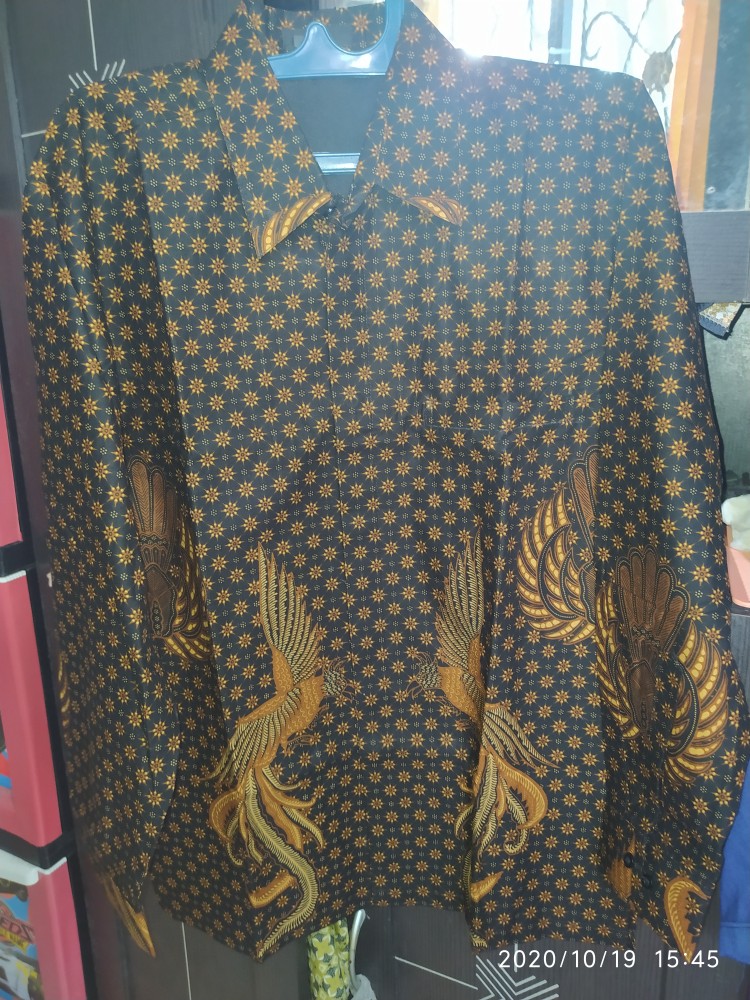 Kemeja Batik Premium Hem Lengan Panjang Lawasan Jogja Solo Sogan Truntum Gurdo Coklat 725614 Cap 72